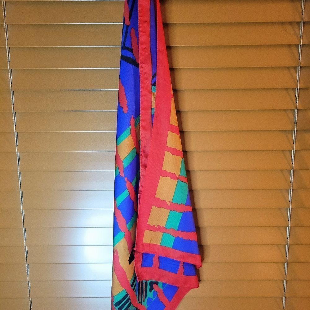 Retro Vibrant Multicolor Abstracts Square Scarf - Picture 5 of 9